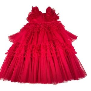 JessaKae Scarlet Red Tulle Sleeveless Party Princess Dress 8-9 Y